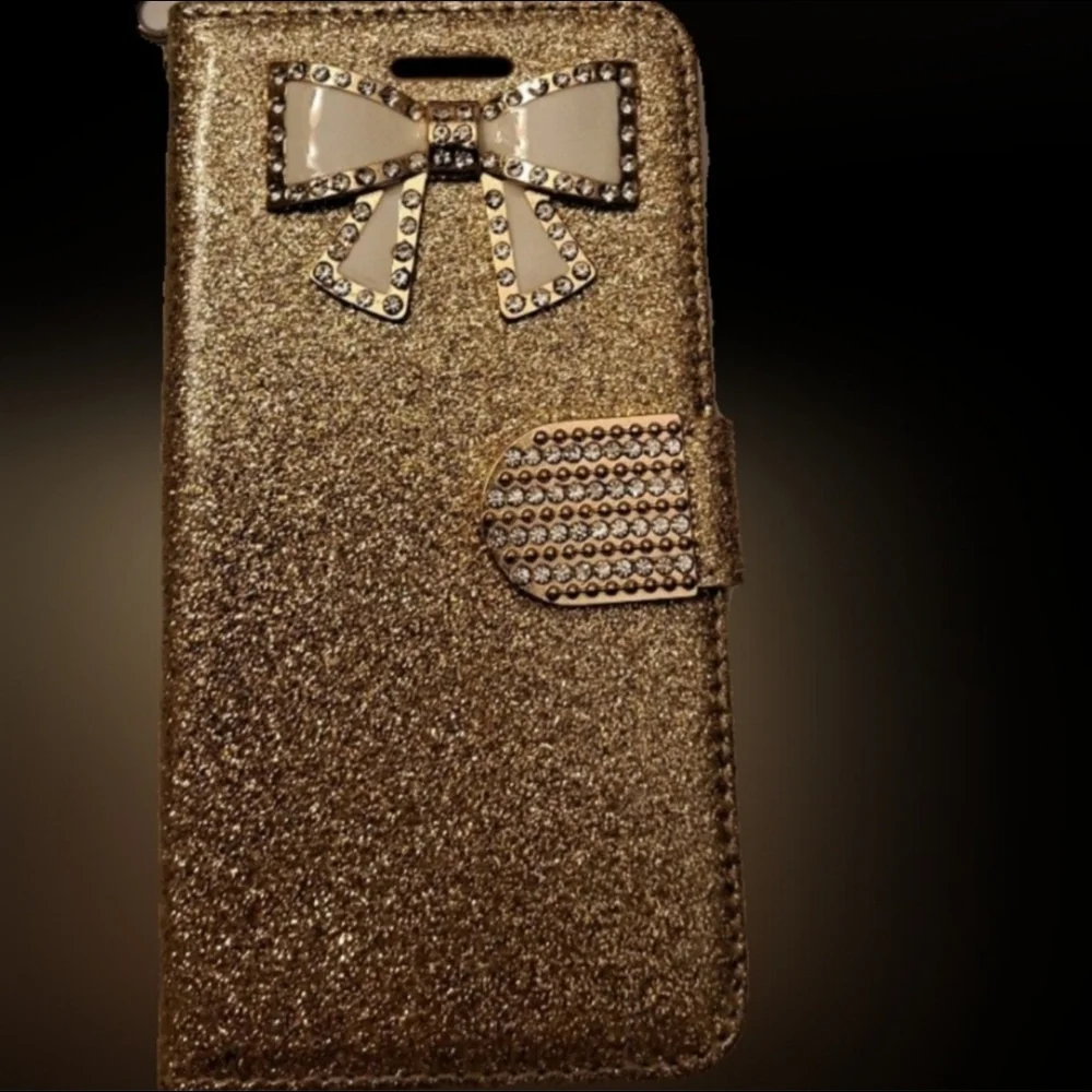 Gold Glitter Phone Case with Bow